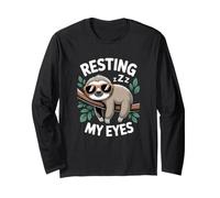 Resting My Eyes Sloth Sonno Riposo Sleepy Maglia a Manica