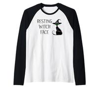 Resting Witch Face Black Cat Witchy Cat Halloween Witch Cat Maglia con Maniche Raglan