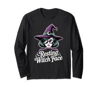 Resting Witch Face Divertente Halloween Moderno Sarcastico Citazione Maglia a Manica
