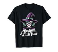 Resting Witch Face Divertente Halloween Moderno Sarcastico Citazione Maglietta