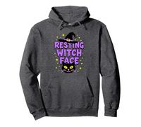Resting Witch Face: Spettrale Halloween Cat Lover Magic Felpa con Cappuccio, Unisex per Adulti, Grigio Scuro, M