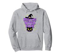 Resting Witch Face: Spettrale Halloween Cat Lover Magic Felpa con Cappuccio, Unisex per Adulti, Grigio Melange, XL
