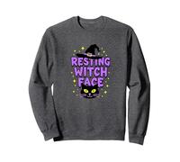 Resting Witch Face: Spettrale Halloween Cat Lover Magic Felpa, Unisex per Adulti, Grigio Scuro, M