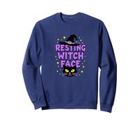 Resting Witch Face: Spettrale Halloween Cat Lover Magic Felpa, Unisex per Adulti, Navy, XL