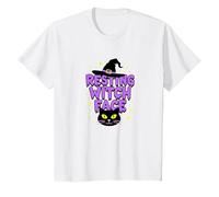 Resting Witch Face: Spettrale Halloween Cat Lover Magic Maglietta, Bambini, Bianco, 10 Anni