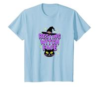 Resting Witch Face: Spettrale Halloween Cat Lover Magic Maglietta, Bambini, Celeste, 2 Anni