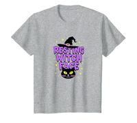 Resting Witch Face: Spettrale Halloween Cat Lover Magic Maglietta, Bambini, Grigio Melange, 2 Anni