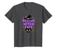 Resting Witch Face: Spettrale Halloween Cat Lover Magic Maglietta, Bambini, Grigio Scuro, 10 Anni
