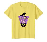 Resting Witch Face: Spettrale Halloween Cat Lover Magic Maglietta, Bambini, Limone, 12 Anni