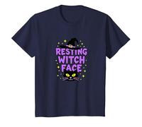 Resting Witch Face: Spettrale Halloween Cat Lover Magic Maglietta, Bambini, Navy, 2 Anni