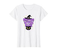 Resting Witch Face: Spettrale Halloween Cat Lover Magic Maglietta, Donna, Bianco, S
