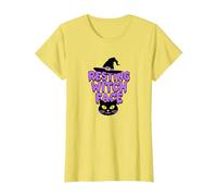 Resting Witch Face: Spettrale Halloween Cat Lover Magic Maglietta, Donna, Limone, XS