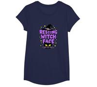Resting Witch Face: Spettrale Halloween Cat Lover Magic Maglietta, Ragazze, Navy, L