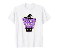 Resting Witch Face: Spettrale Halloween Cat Lover Magic Maglietta, Uomo, Bianco, 3XL