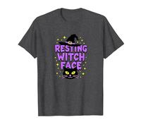 Resting Witch Face: Spettrale Halloween Cat Lover Magic Maglietta, Uomo, Grigio Scuro, 6XL