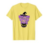 Resting Witch Face: Spettrale Halloween Cat Lover Magic Maglietta, Uomo, Limone, S