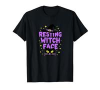 Resting Witch Face: Spettrale Halloween Cat Lover Magic Maglietta, Uomo, Nero, 4XL