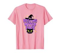Resting Witch Face: Spettrale Halloween Cat Lover Magic Maglietta, Uomo, Rosa, XL