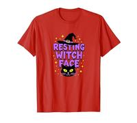 Resting Witch Face: Spettrale Halloween Cat Lover Magic Maglietta, Uomo, Rosso, XL