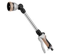 RESTMO Bacchetta da giardino in metallo, lunga 42 cm, con manico, testa girevole a 180°, con controllo del flusso, 7 spruzzi, bacchetta magica per fioriere e arbusti, oro