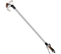 RESTMO Bacchetta per irrigazione in metallo, 91-152 cm, tubo telescopico lungo, testa a cricchetto regolabile a 180°, 7 modalità di spruzzo, controllo del flusso, spruzzatore per tubo da giardino per