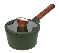RESTO Casseruola da 1,4 l, antiaderente, con coperchio in vetro, 16 cm, con bordo in silicone e scarichi su entrambi i lati, pentola in alluminio, casseruola per latte, per tutti i piani cottura