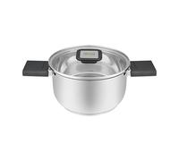 RESTO Pentola in acciaio inox 18/10 Ø 16 x 9,0 cm - Pentola con manici pieghevoli - induzione - Pentola con coperchio in vetro resistente al calore e scala di misurazione in confezione regalo 1,6 l