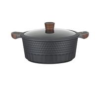 RESTO Pentola in alluminio pressofuso per tutti i tipi di fornelli, con coperchio in vetro resistente al calore e manico morbido, in confezione regalo, diametro 28 cm, altezza 12,5 cm