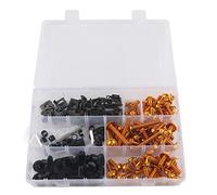Restokki 198Pcs/Set Motorcycle Accessory Windscreen Fairing Screws M5 M6 Bolts Kit, Silver Black Red Blue Golden Green (Gold)