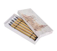 Restokki 5pcs Dip Pen Manga Calligraphy Boxed Vintage Bamboo Drawing Kit Prodotti scolastici (Set di punta di penna a testa rotonda)