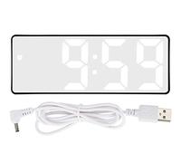 Restokki Armeggio a specchio a LED Clock USB Digital Digital Tavolo ricaricabile per la decorazione a specchio ricaricabile per ufficio camera da letto (Espejo de concha negra rectangular luz blanca)