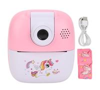 Restokki Câmera de impressão instantânea de 24MP de 180 graus Lente de rotação 1080p Câmera digital selfie com jogadores de música 1 papel de impressão para rosa ao ar livre