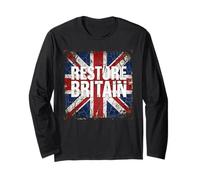 Restore Britain - Flag UK Conservative Graphic Grunge Maglia a Manica
