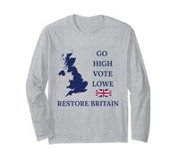 Restore Britain Go High Vote Lowe British UK Regno Unito Maglia a Manica