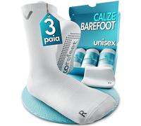 RestoreFeet Calze Barefoot Antiscivolo Uomo Donna - Calzini Anatomici a Punta Larga, Cotone Traspirante, Yoga Pilates Fitness (3 Paia) (IT, Numero, 36, 39, Regular, Regular, Bianco Alto)