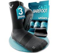 RestoreFeet Calze Barefoot Antiscivolo Uomo Donna - Calzini Anatomici a Punta Larga, Cotone Traspirante, Yoga Pilates Fitness (3 Paia) (IT, Numero, 36, 39, Regular, Regular, Nero Alto)