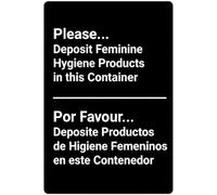 Restroom Sign Please Dispose Feminine Products Properly Bilingual 8 X 12 in