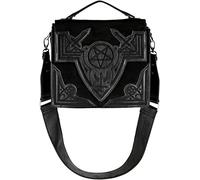 Restyle Amaris Borsa Gothic Ricamo Applicazione Finta Suede Manico Emo Wicca