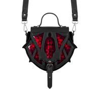 Restyle Borsa Mini Gotico BLOODSPIRE - Borsa a tracolla compatta in pelle vegana e camoscio in vetro rosso, stile vampiro e Whimsigoth - perfetta per uscite ed eventi