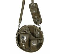 Restyle Borsa Tracolla Verde Militare Gothic Punk Crescent Moons Utility Pockets