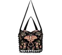 Restyle Borsa Wilderwood Velvet - Borsa hobo con nappe e ricamo floreale Gothic Moth