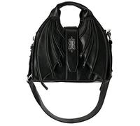 Restyle Succubus Bag, Borsa con Manico in Ecopelle con Ali di Pipistrello Donna, Nero, 32 x 30 x 17 cm