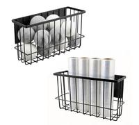 Restynic Cestino magnetico in metallo per frigorifero e armadietto, cestino portaoggetti per pellicola/involucro di plastica/palline per spezie/asciugatrice, soluzione salvaspazio per cucina e