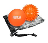 ResultSport Lacrosse Ball, Recupero Fascite Plantare, Massaggio Punto di Trigger, Sollievo miofasico del tessuto profondo (Riccio & Lacrosse - Orange, Riccio/Lacrosse - 2 Palline)