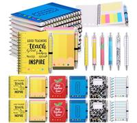 Resurhang 12 Sets Teacher Appreciation Gift Bulk Inspirational Spiral Notebook Journal Ballpoint Pens Thank You Gift from Students for School Office Graduation Women Employee Staff Supplies
