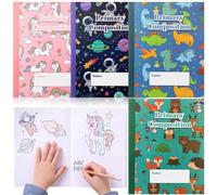 Resurhang 20 Pack Primary Composition Notebook K-2 Draw and Write Journal with Primary Ruled Lines 60 Pages 4 Style, Bulk School Supplies for Students, Teachers