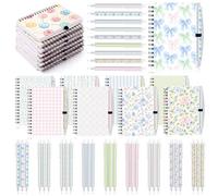 Resurhang 9 Sets Macaron Colors A6 Spiral Notebooks Sets Macaron Pastel Mini Notepad with Fresh Ballpoint Pens Office Accessories Gifts for Teacher Classroom Rewards School Supplies Employee Nurse