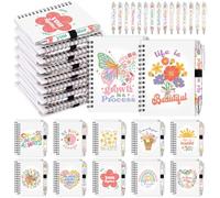 Resurhang Set di 24 quaderni a spirale ispiratori con penne | Bloc notes con penna a sfera per dipendenti e collaboratori, insegnanti, idea regalo