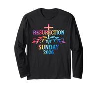 Resurrection Sunday 2026 Cross Colorful Easter Design Maglia a Manica