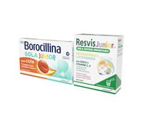 Resvis Junior Xr,per il Benessere del Sistema Immunitario, Bambini dai 3 Anni, 12 Bustine, Gusto Fragola + NEO BOROCILLINA Gola Junior, 15 Pastiglie Gommose per il Benessere della Gola, Gusto Cola